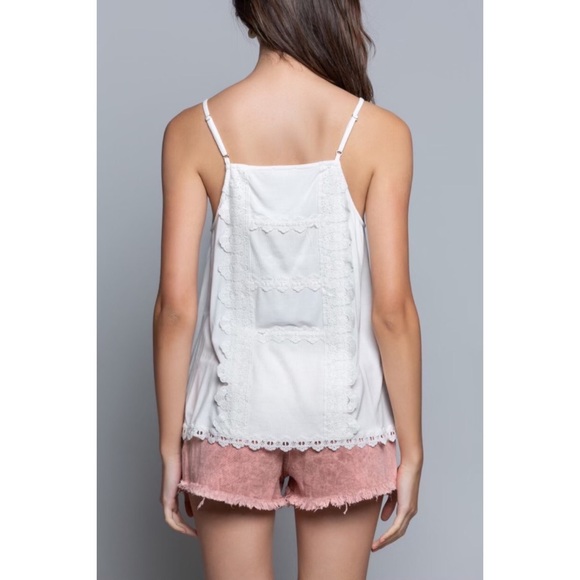 POL White Lace Sleeveless Cami Tank Top - Picture 4 of 8